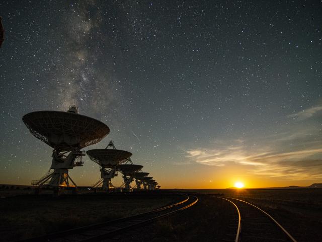 The Very Large Array at Moonset