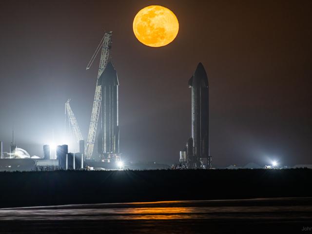 Moon Rising Between Starships