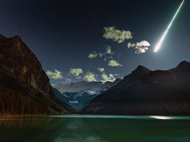 Fireball over Lake Louise
