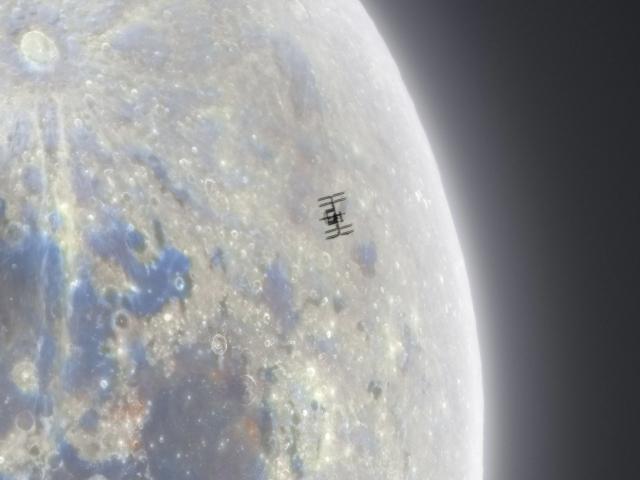 Space Station Silhouette on the Moon