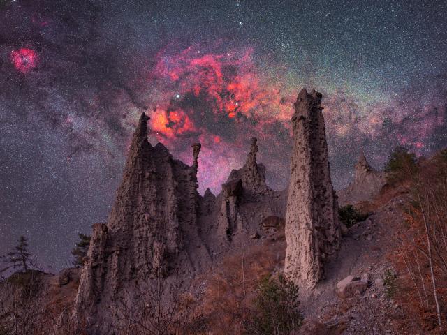 Milky Way over French Alp Hoodoos