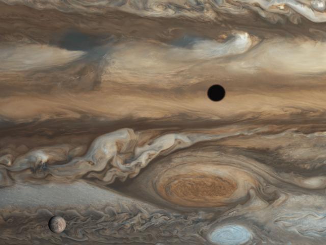 Europa and Jupiter from Voyager 1