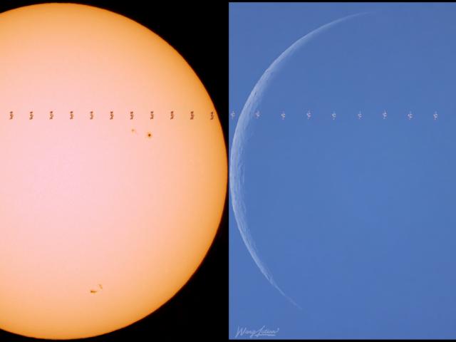 Sun and Moon and ISS