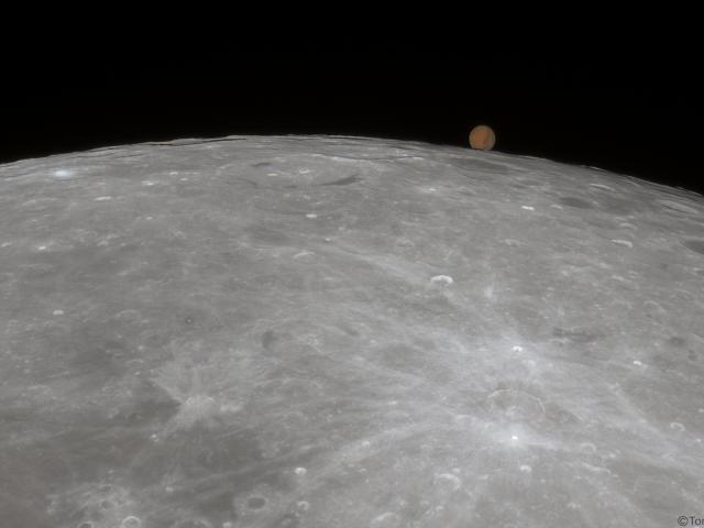 Mars Rises above the Lunar Limb