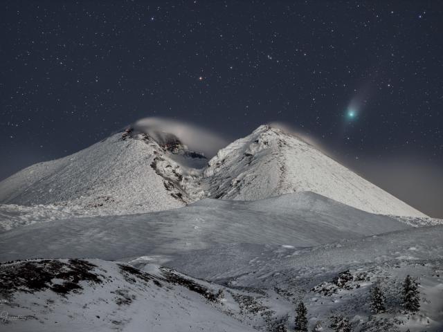 Comet ZTF over Mount Etna