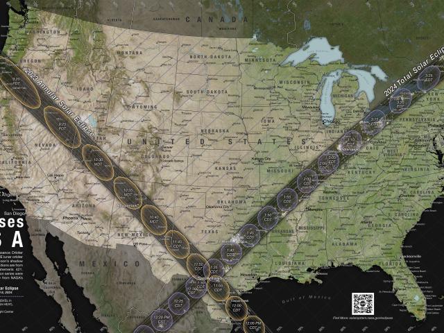 Map of Total Solar Eclipse Path in 2024 April