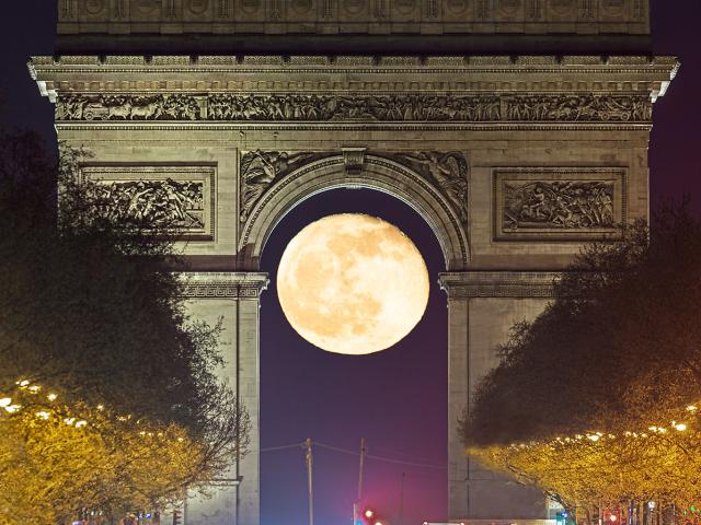 The Moon through the Arc de Triomphe