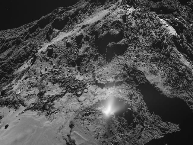 A Dust Jet from the Surface of Comet 67P