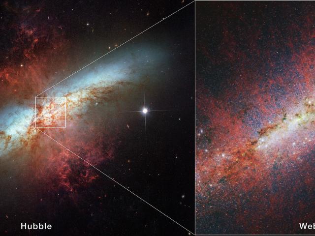 The Cigar Galaxy from Hubble and Webb