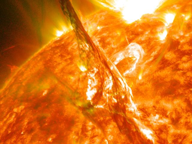 A Solar Filament Erupts