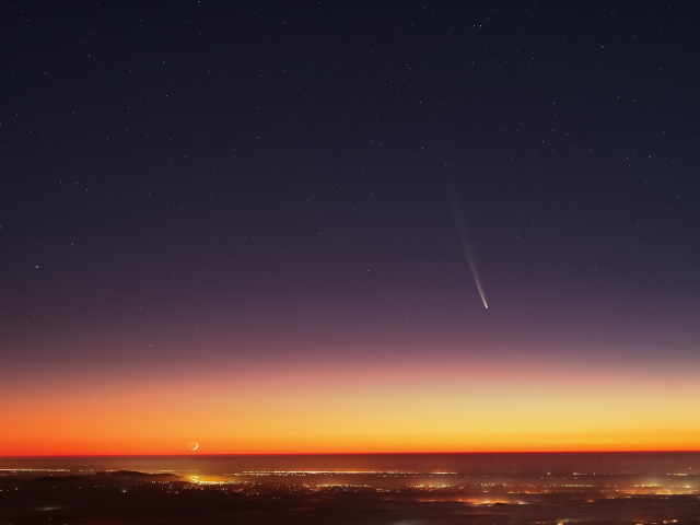 Comet at Moonrise