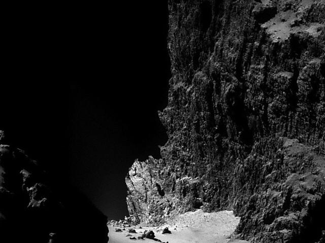 A Kilometer High Cliff on Comet Churyumov Gerasimenko