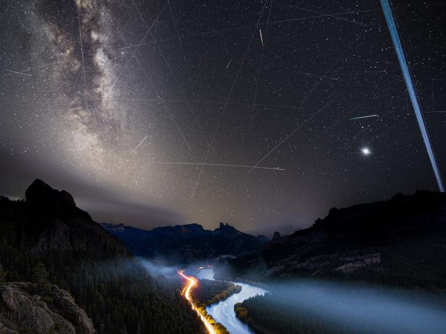 Meteors and Satellite Trails over the Limay River