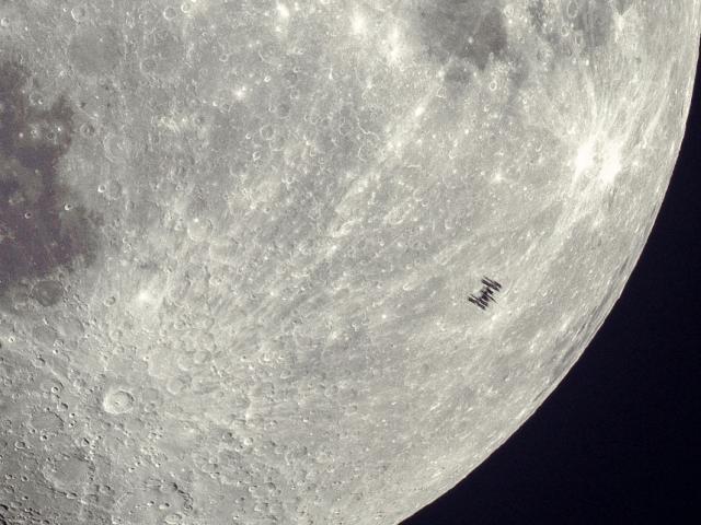 Space Station Silhouette on the Moon