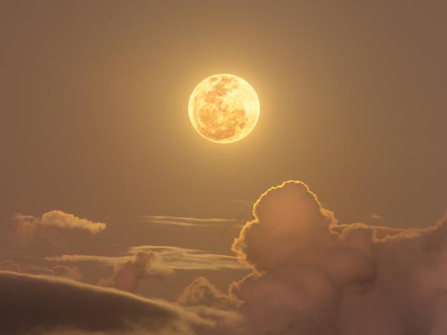 Clouds and the Golden Moon