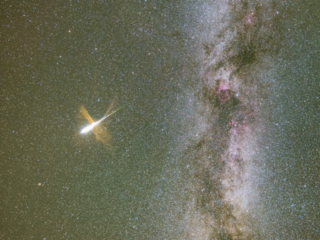 Milky Way and Exploding Meteor