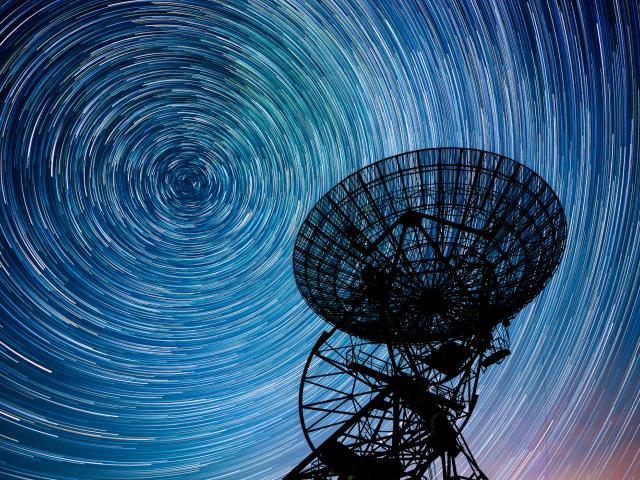 Star Trails over One Mile Radio Telescope