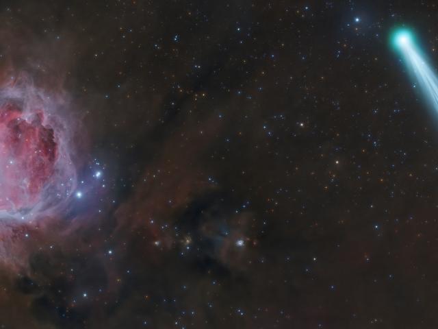 The Conjunction of Comet R3 PanSTARRS and the Orion Nebula
