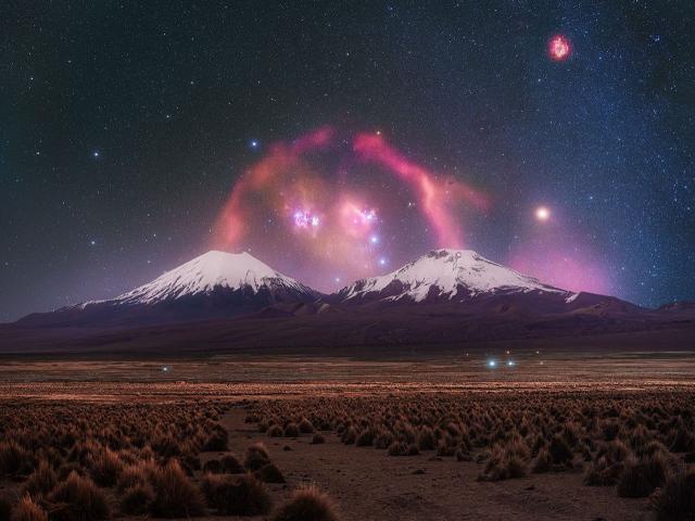 Barnards Loop over Twin Volcanoes