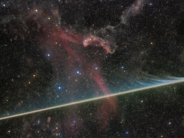 Vaporizing Meteor Photobombs the Lacerta Nebula