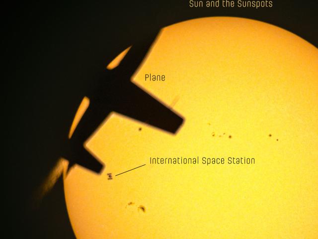Chance Triple Alignment: Plane, Space Station, Sun