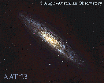 Spiral Galaxy NGC 253 Almost Sideways