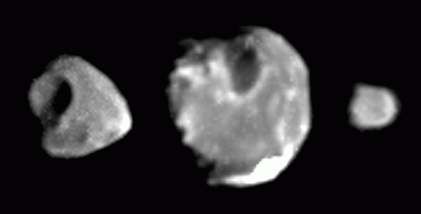 Jupiters Moons Thebe, Amalthea, and Metis