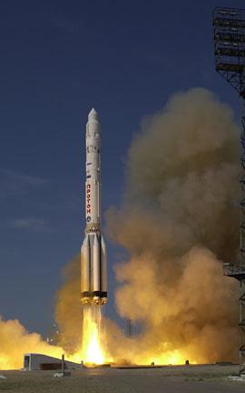 A Russian Proton Rocket Launches Zvezda