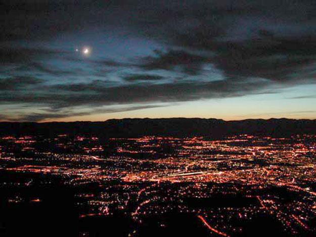 The Moon and Venus Over Geneva