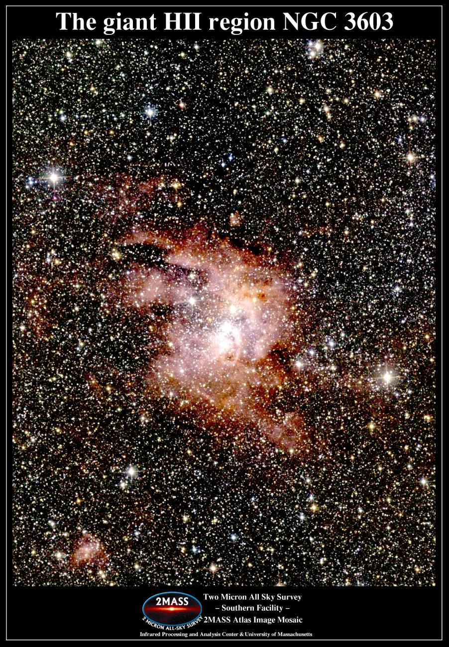 Giant Emission Nebula NGC 3603 in Infrared
