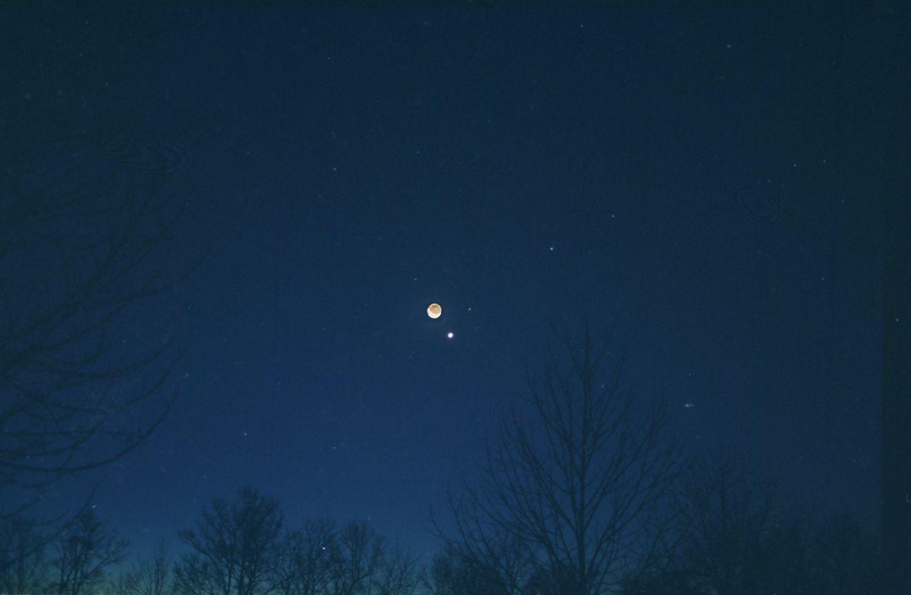 Moon, Mars, Venus, and Spica