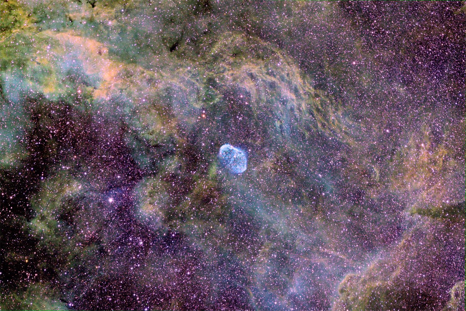NGC 6888: A Tricolor Starfield