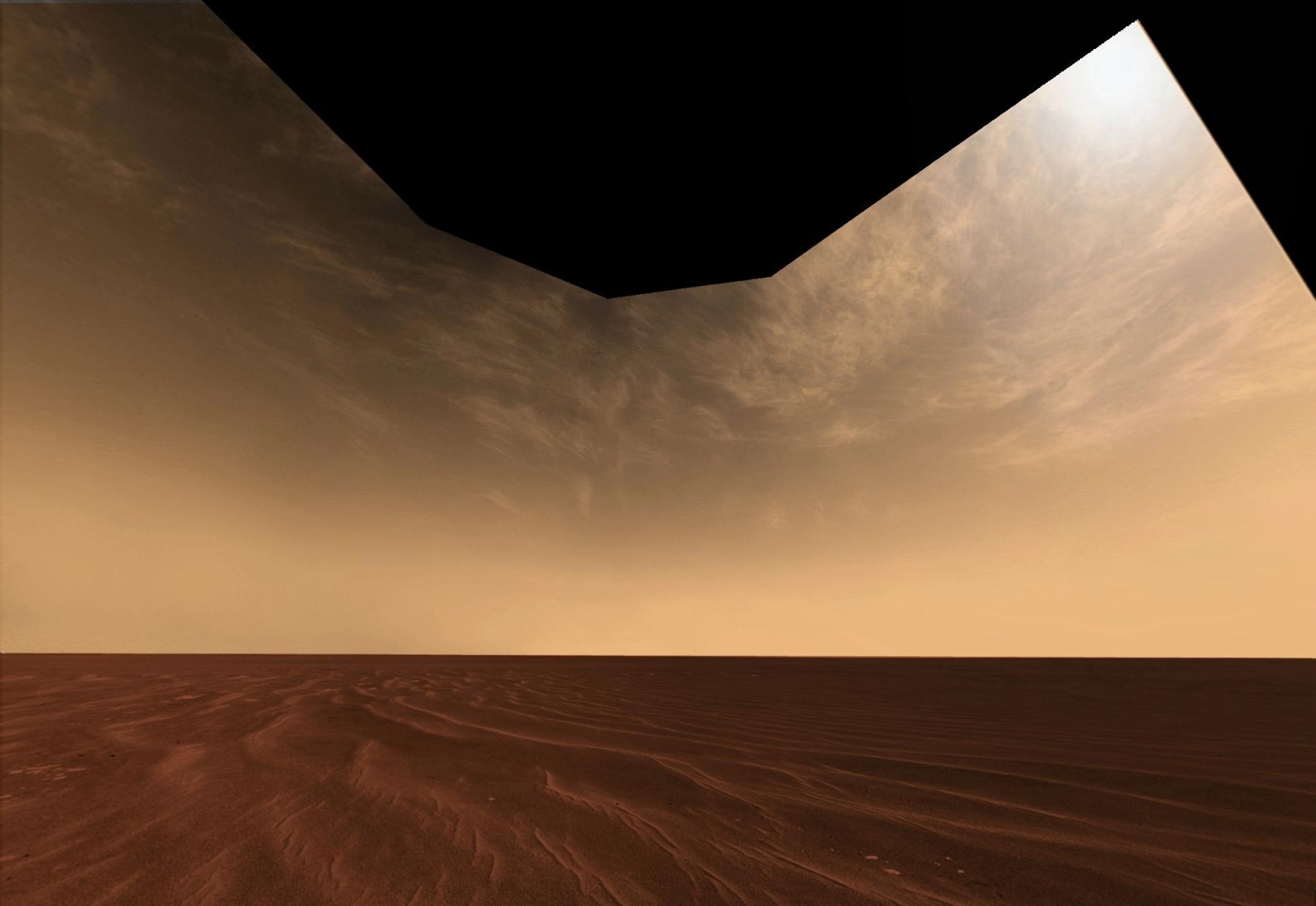 Clouds and Sand on the Horizon of Mars