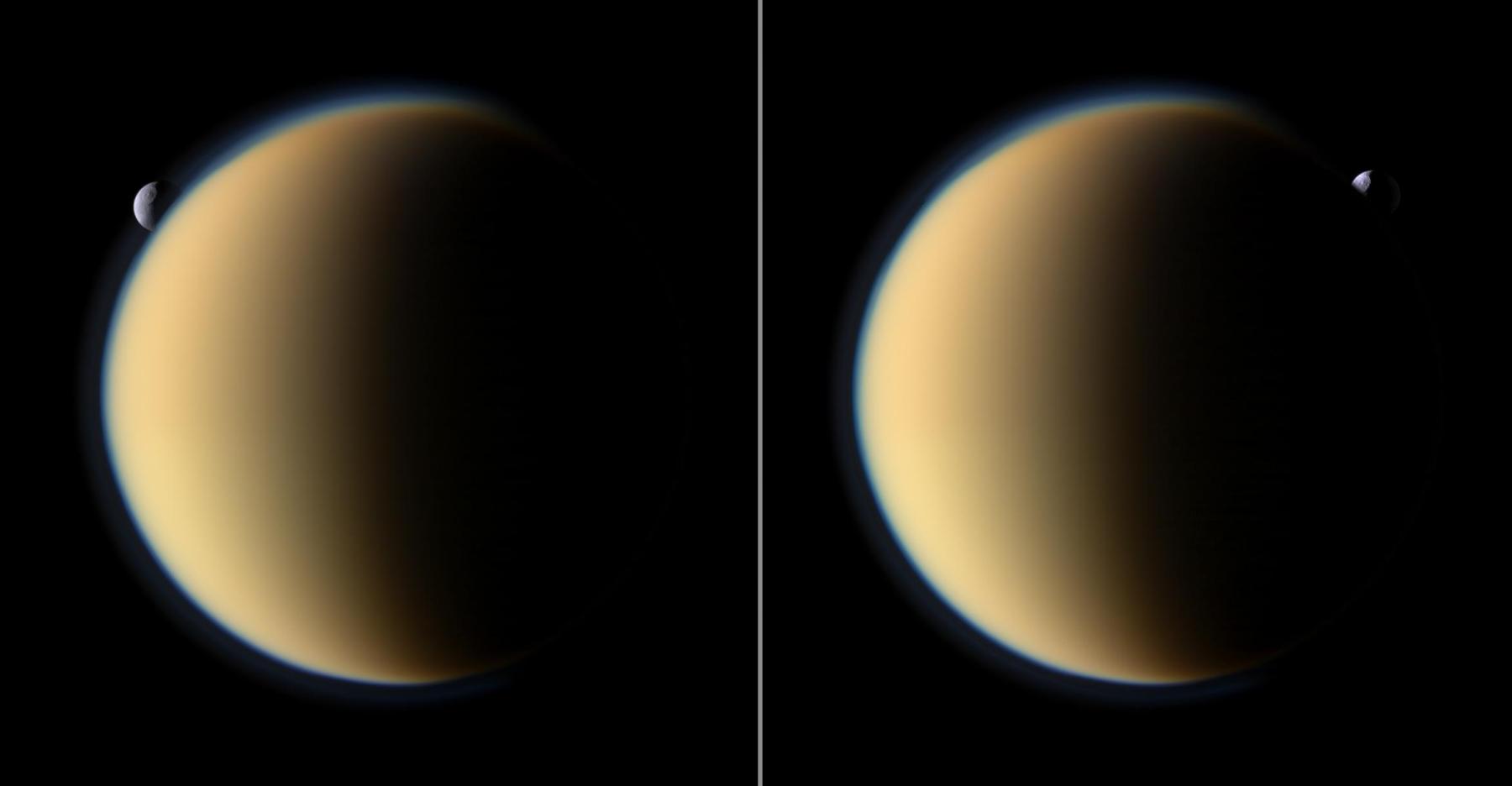 Tethys Behind Titan