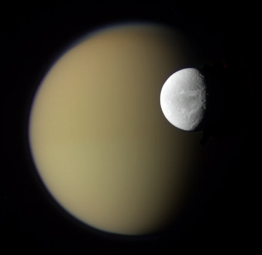 Saturn’s Moons Dione and Titan from Cassini