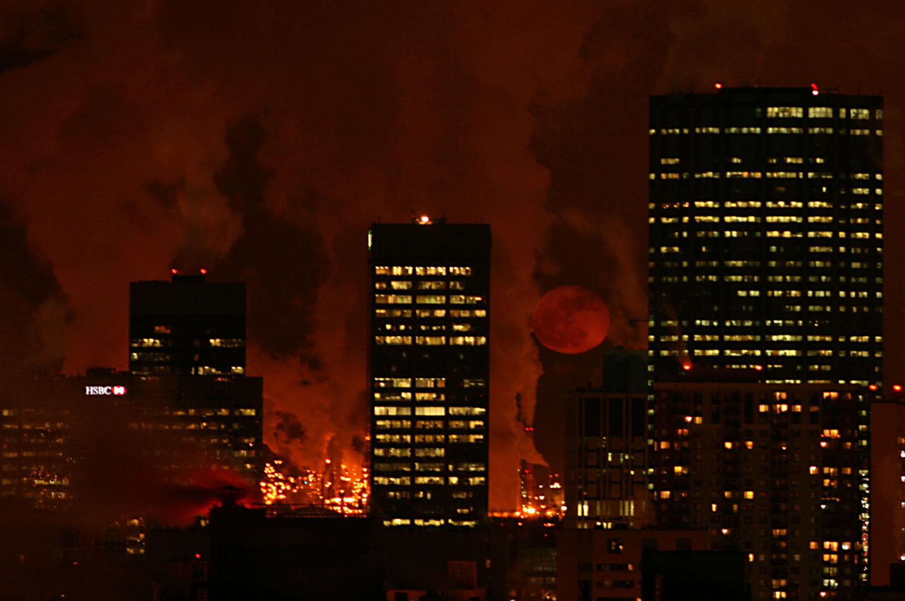 Red Snow Moon over Edmonton