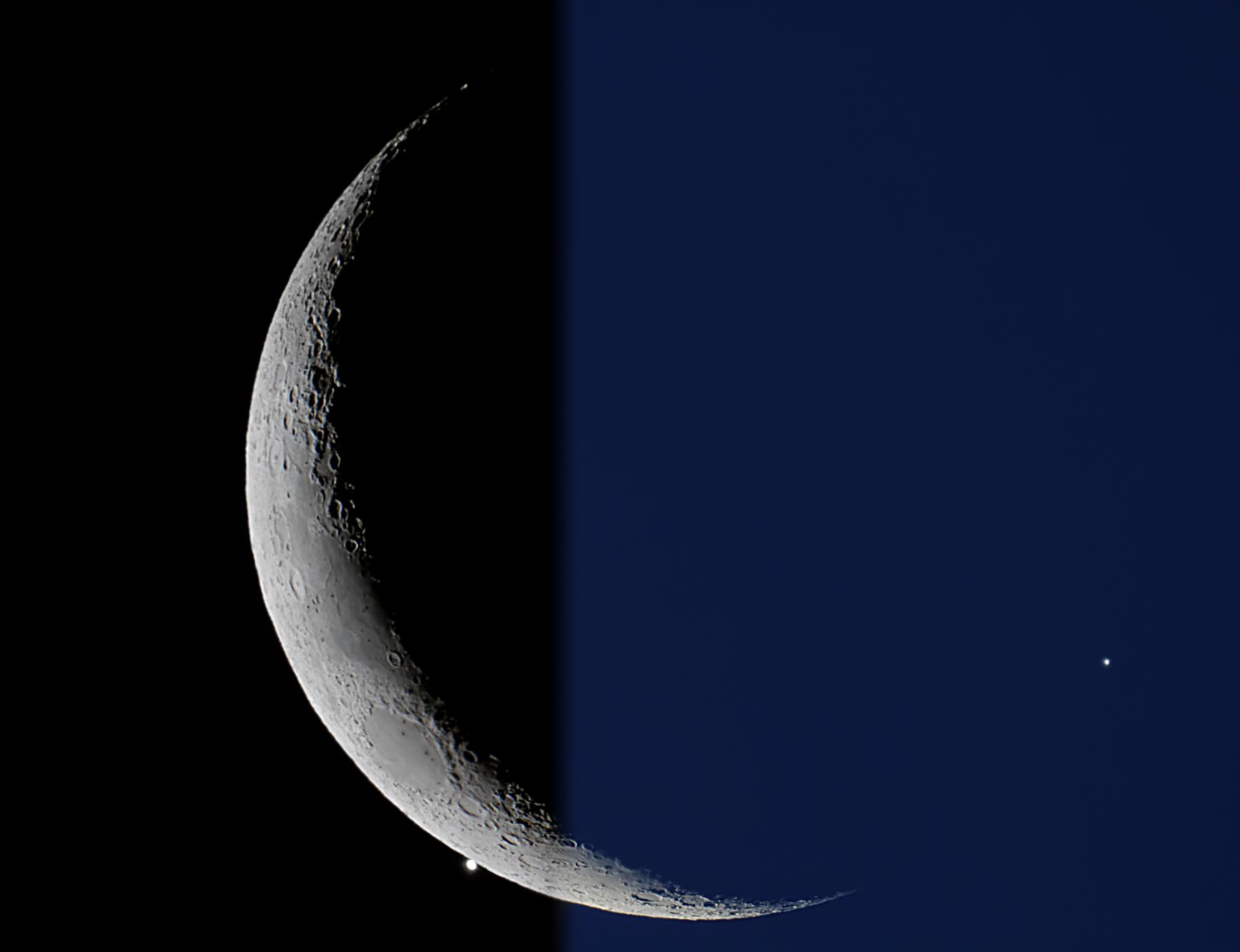 Crescent Moon Meets Evening Star