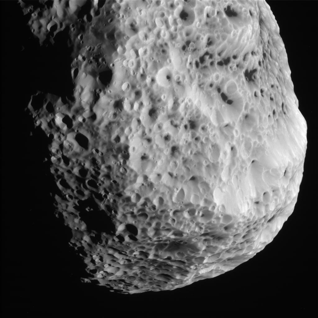 Flyby Image of Saturn’s Sponge Moon Hyperion