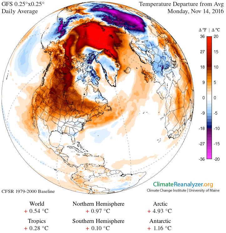 Cold Weather Delayed over North America