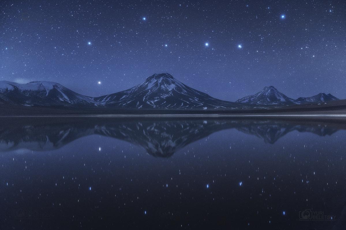 Big Dipper Above and Below Chilean Volcanoes