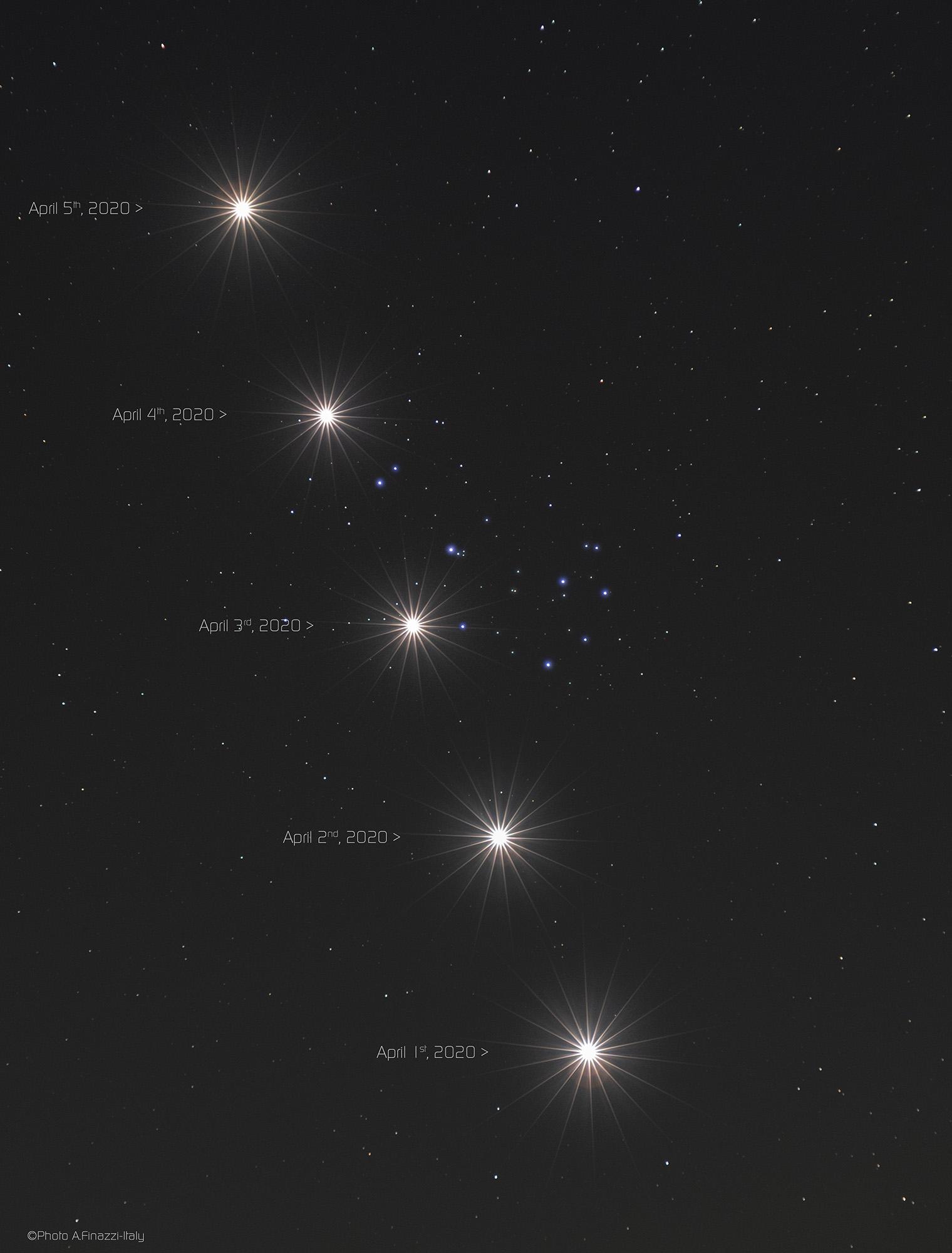 Venus and the Pleiades in April