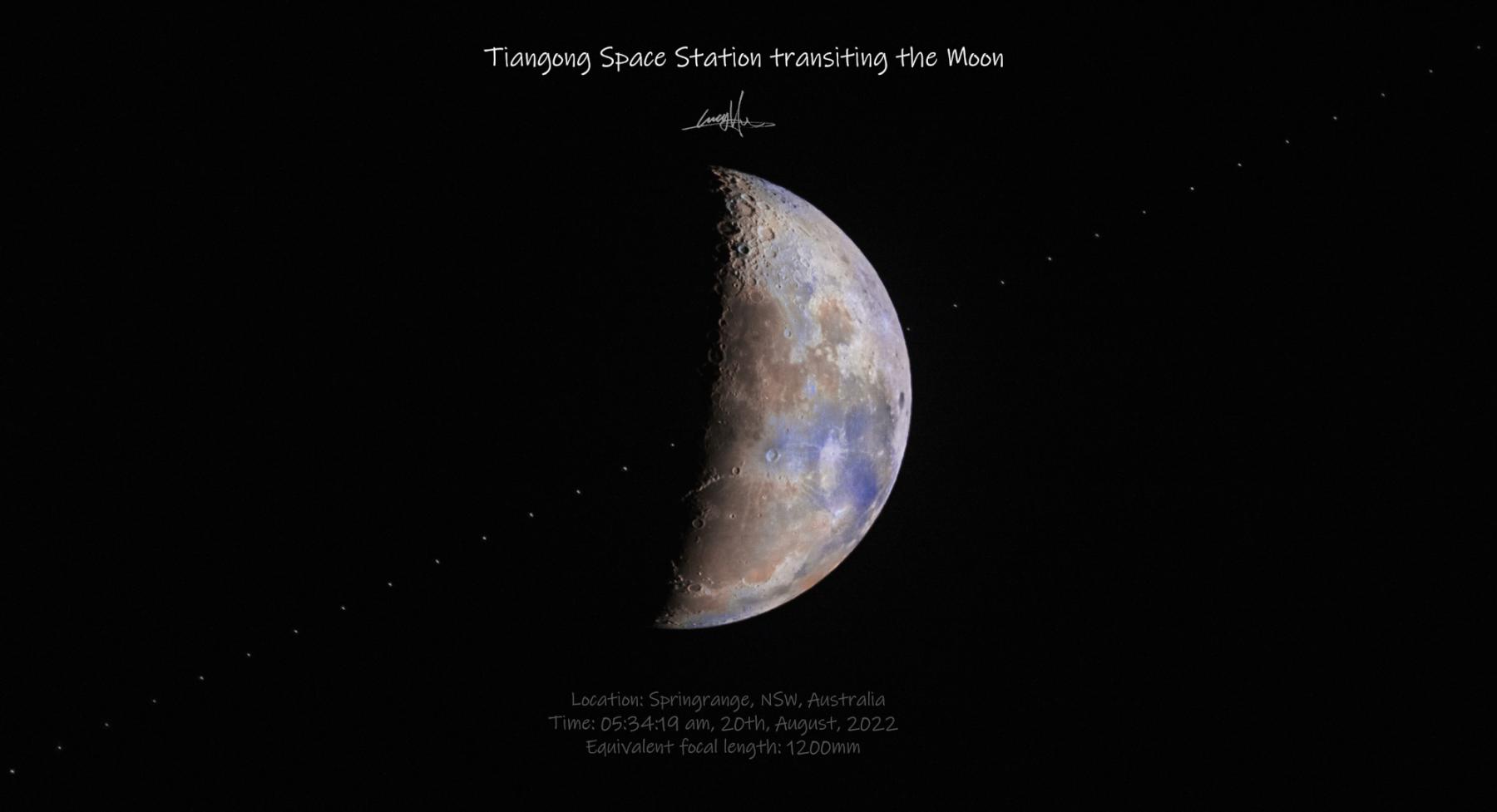 Tiangong Space Station Transits the Moon
