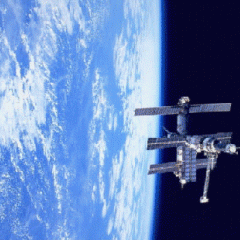 Space Station Mir Over Earth