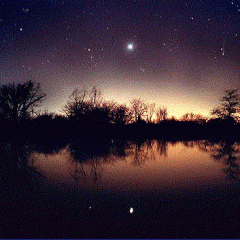 Hyakutake, Venus, Orion, and Pond