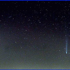 Comet Hyakutake on a Starry Night