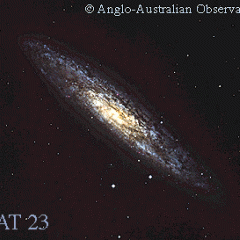 Spiral Galaxy NGC 253 Almost Sideways
