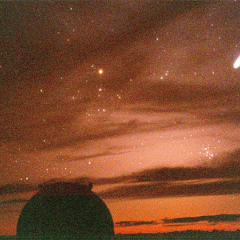 Sunset with Hale-Bopp at Keck