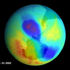 A Small Double Ozone Hole in 2002
