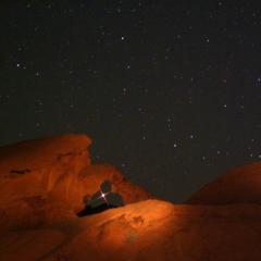 Mars Rising Through Arch Rock