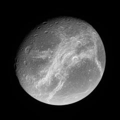 Bright Cliffs Across Saturns Moon Dione
